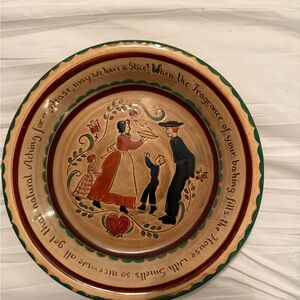 Pennsbury Decorative Ceramic Pie Plate with Folk Art Design